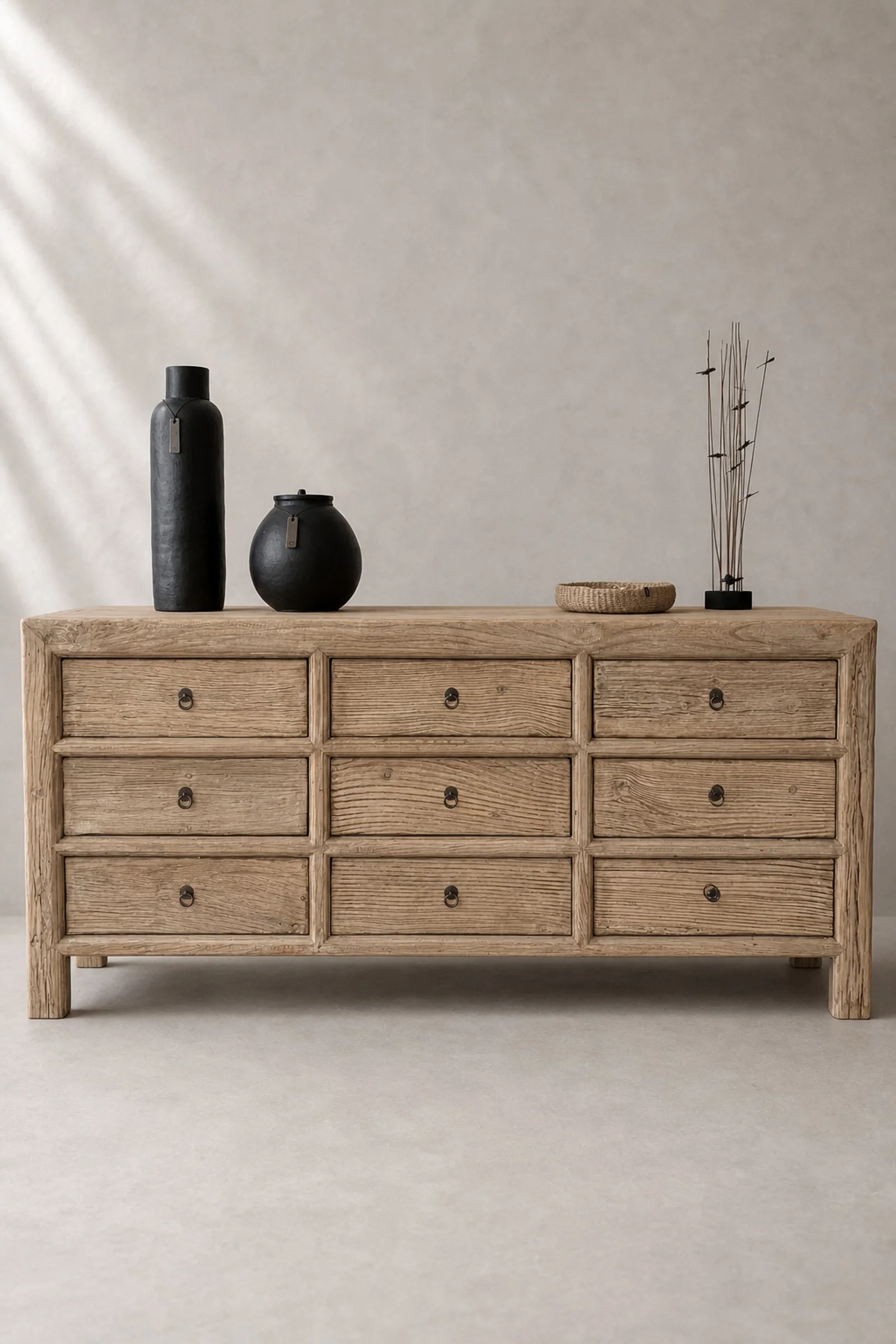Elm Wood Nine-Drawer Desk