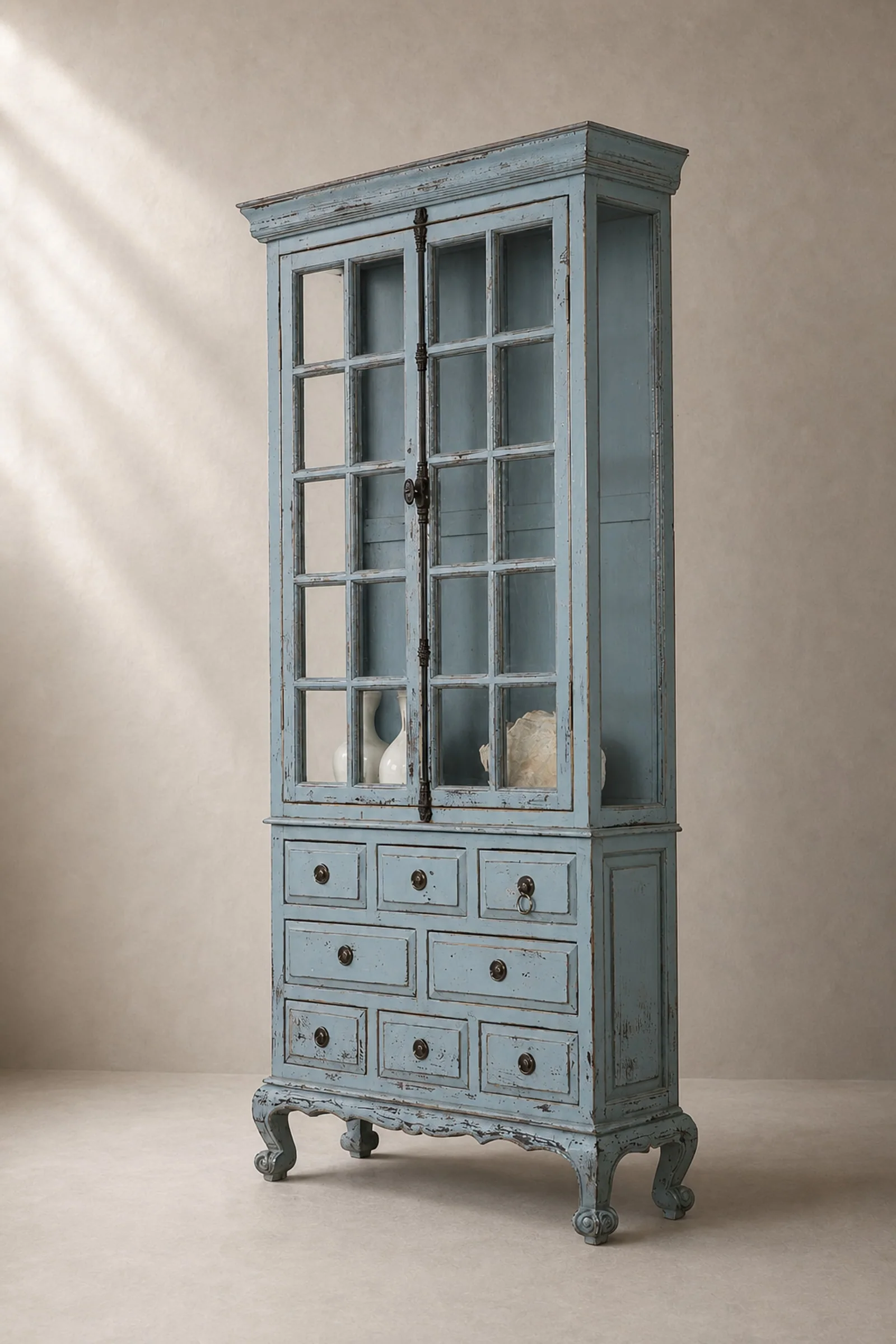 Mediterranean Glass Display Cabinet